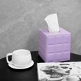 thumbnail image 3 of ABPETE Purple Square Tissue Box Cover – Modern Leather Cube Facial Tissue Holder for Bathroom, Living Room and Office Decor, 3 of 6