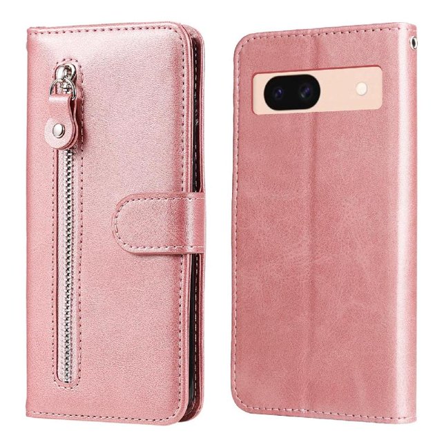 Estuche de Cuero PU con Cierre para Google Pixel 8A , Funda Protectora con Billetera y Correa