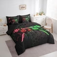 thumbnail image 3 of Castle Fairy Gradient Video Game Twin Bedding Sets,Green Red Ombre Bedding Comforter Set, 3 of 8