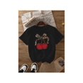 thumbnail image 1 of Women's Leopard Print Cherry & Bowknot Print Round Neck Tee, Casual Short Sleeve T-shirt for Summer, Ladies Clothes for Daily Wear, Top, 1 of 6