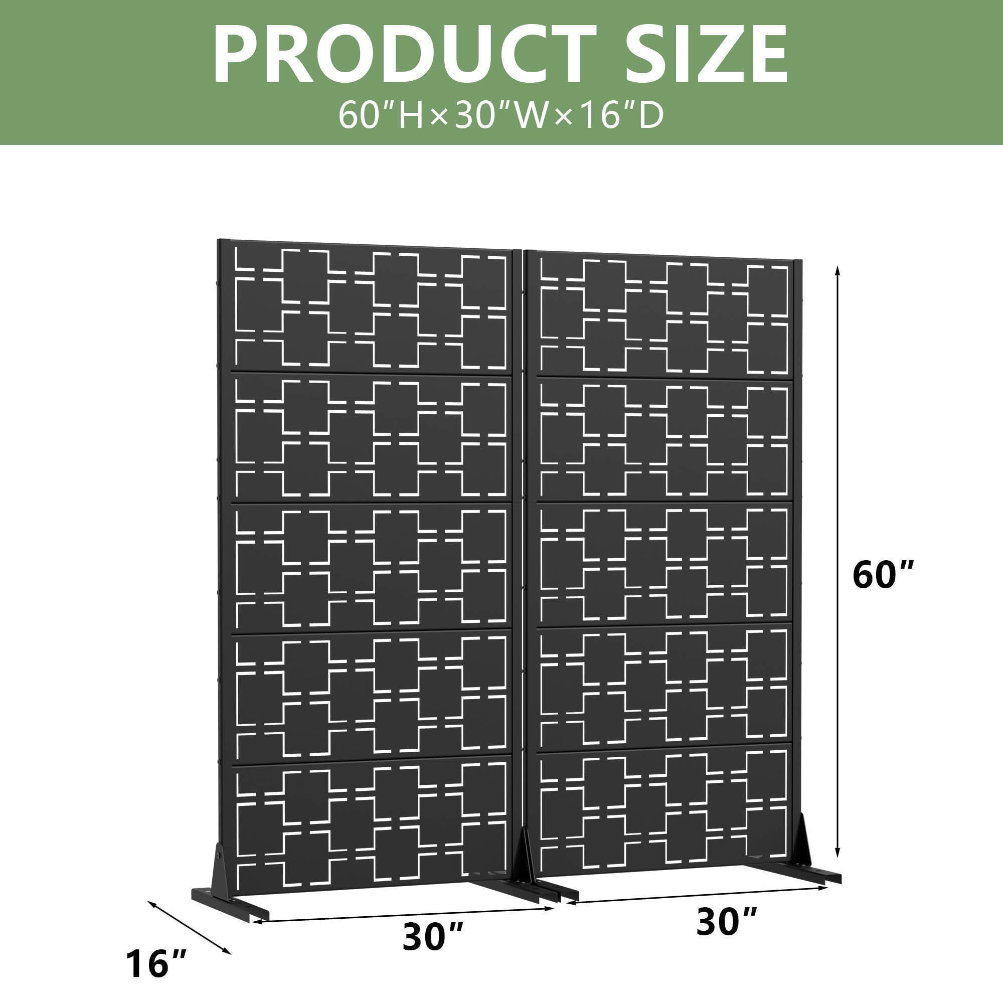 MAYEERTY 59x30 Black Double-sided Outdoor Natural Privacy Panel Screen, 5 Piece Set Natural Folding Divider for Backyard and Garden