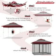 thumbnail image 3 of Pirecart 11' x 11' Outdoor Gazebo Instant Pop Up Canopy Tent with Netting Sidewalls & Wheeled Bag for Patio Backyard  Garden, Red & Gray, 3 of 8