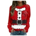 thumbnail image 3 of WEAIXIMIUNG Robe Chandail en Molleton Manches Courtes Femme Velours Chandail en Molleton de Noël Mignon Col Rond Chandail avec Imprimé Mode Vacances Sans Capuche, 3 of 7