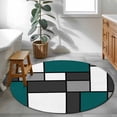 thumbnail image 3 of Abstract Green Grey Round Area Rug 3.3Ft Washable Circle Rugs for Dining Room Table, Modern Geometric Color Blocks Non-Slip Carpet Floor Mats Indoor Outdoor Carpet Runner Aesthetic Home Decor, 3 of 8