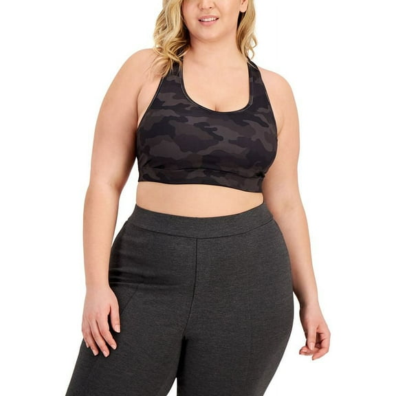 ID Ideology Women's Camo Print Medium Impact Sports Bra Black Size 1X