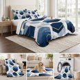 thumbnail image 6 of Queen Quilt Set 90''x96'', Navy Blue Marble Lightweight Bedspread Coverlet Set with 2 Pillow Shams, Gold White Geometric Hexagon Modern Breathable All Season Quilt Bedding for Bedroom/Guest Room, 6 of 9