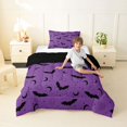thumbnail image 4 of Homewish Halloween Bat Twin Comforter Sets,Crescent Pattern Bedding Set,Lavender Purple Black,Black Reversible,2pcs,1 Comforter and 1 Pillowcase, 4 of 7