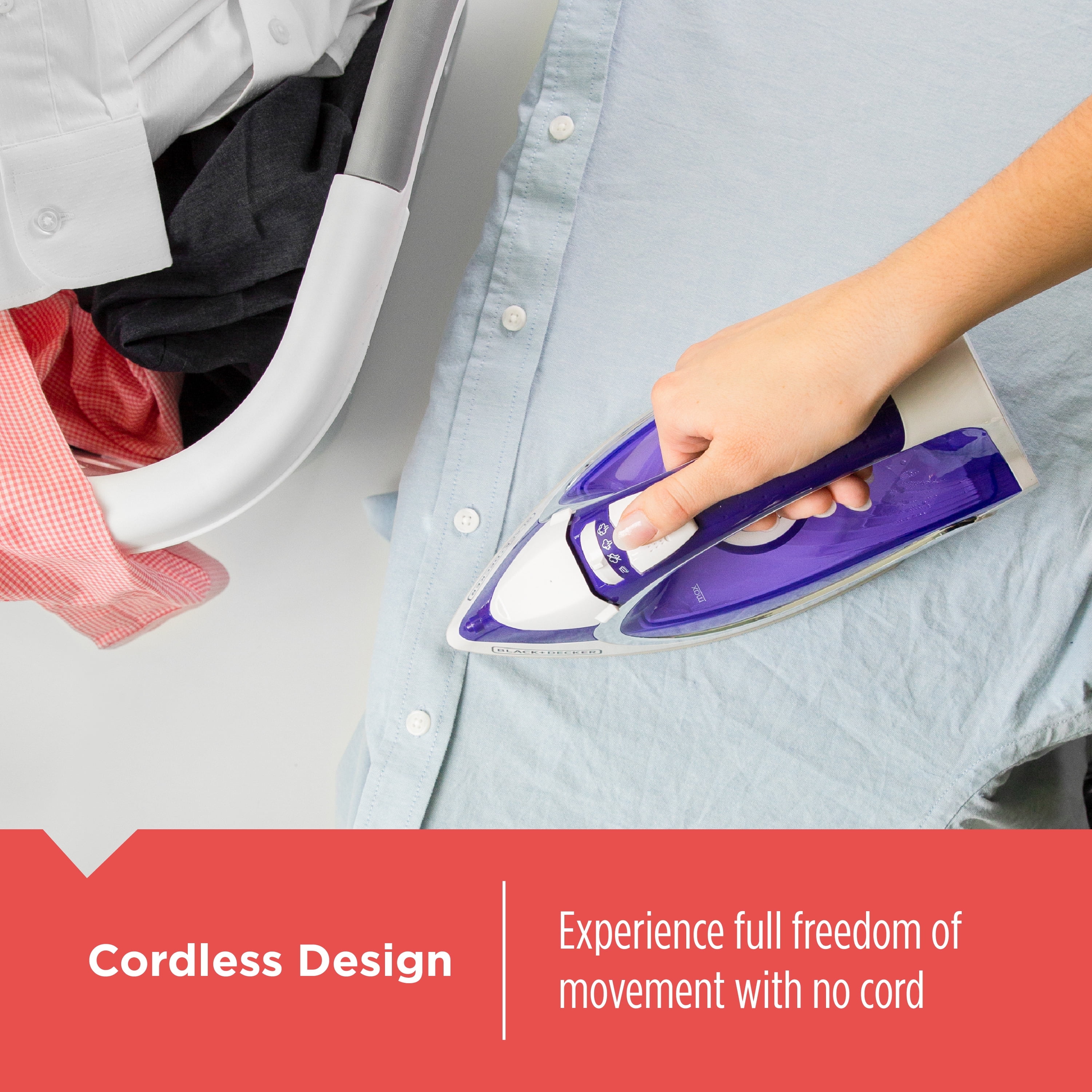 BLACK+DECKER Light ‘N Go Cordless Iron, Purple, ICL500