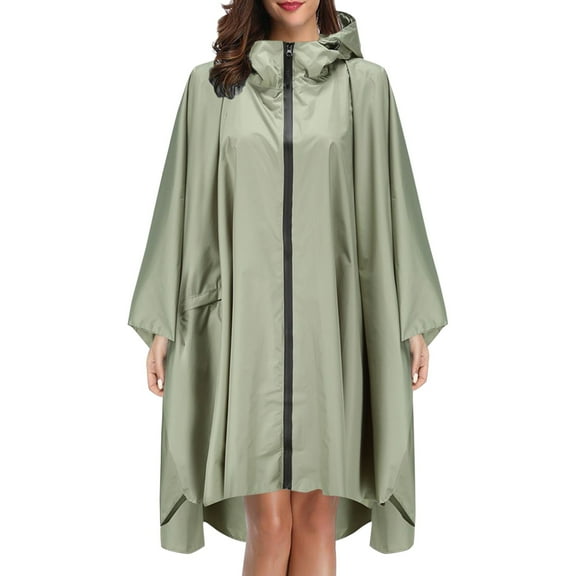 Rain Jackets for Unisex Green Fashion Jacket Coat Hooded Raincoat Adults Teens With Pockets