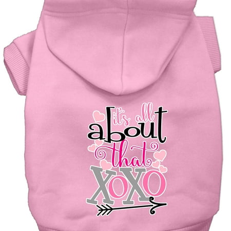 All About that XOXO Screen Print Dog Hoodie Light Pink XXXL