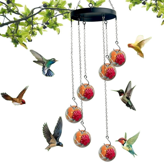 Wild Bird Feeders for Outdoors Hanging, New Wind Chimes Hummingbird Feeders for Garden Yard Patio Decoration,for Outside Garden Yard Decoration