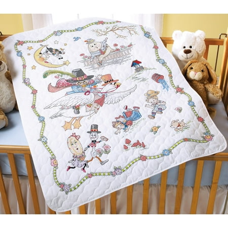 Crib Cover Stamped Kit - Bucilla Mary Engelbreit Mother Goose Crib Cover Stamped Cross Stitch Kit, 34