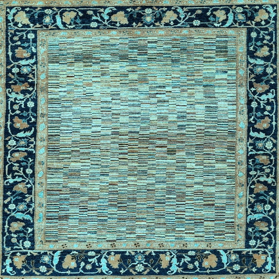 Ahgly Company Indoor Square Oriental Light Blue Modern Area Rugs, 4' Square