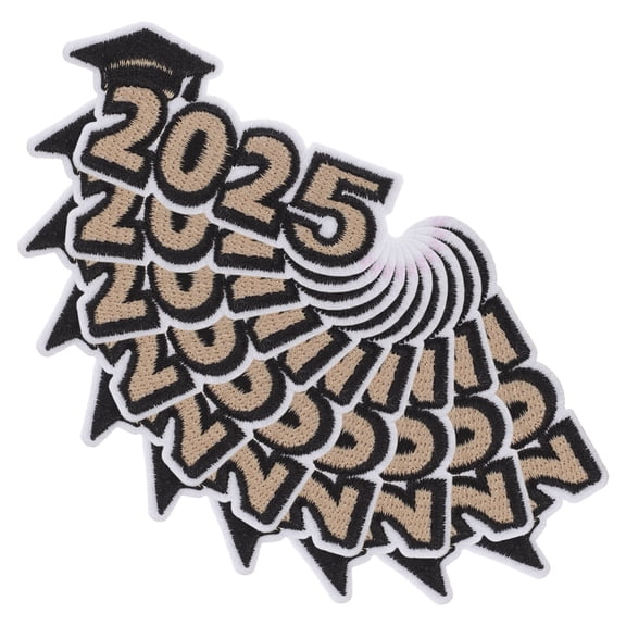 HOOWIFFY 2025 Graduation Iron-On Patch Set for Clothes, Fabric Applique Patches for Apparel Decoration