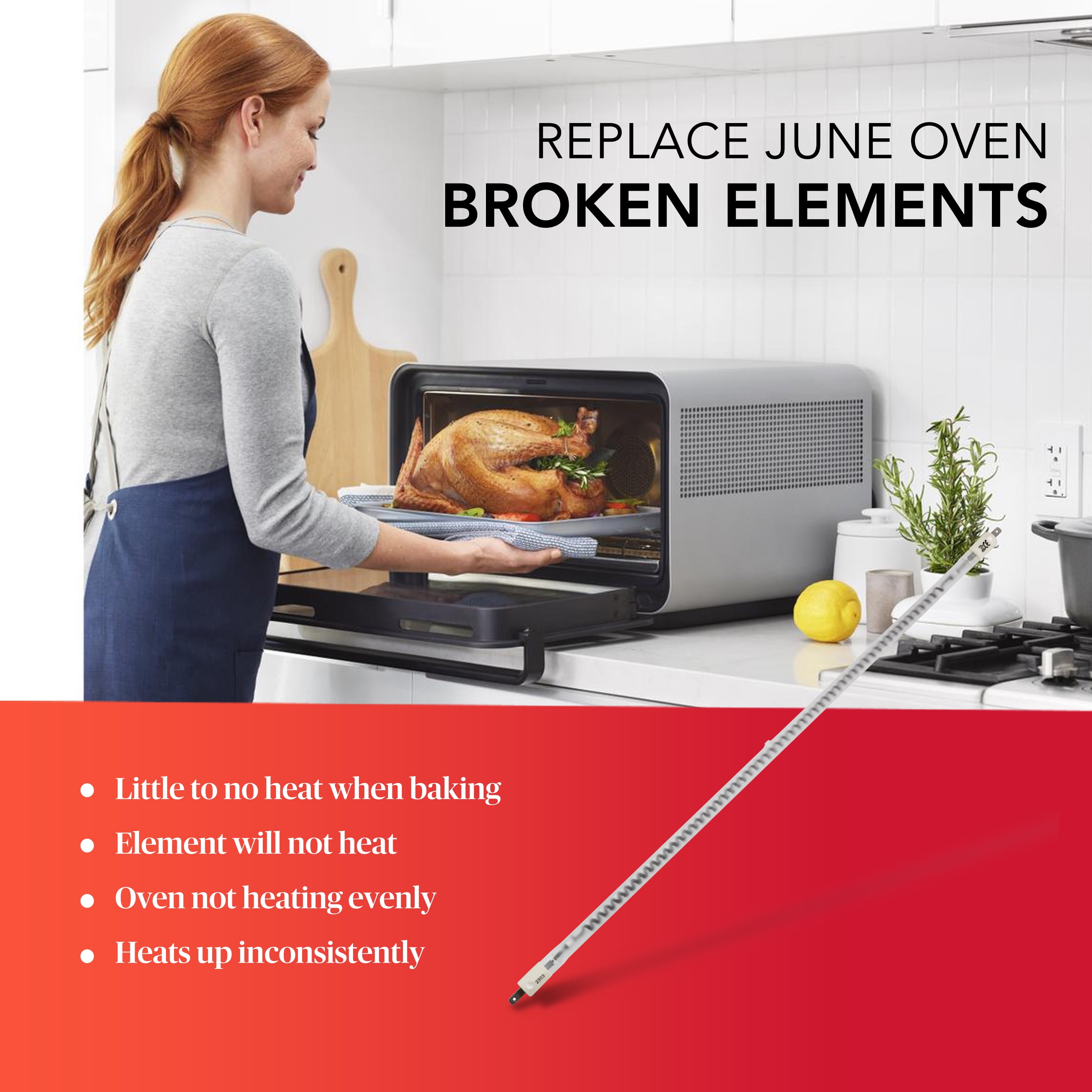 Infrared Quartz Heating/Heater Element - Compatible Replacement Part for June Oven Generations 1, 2, & 3, 450W, OEM Compatible
