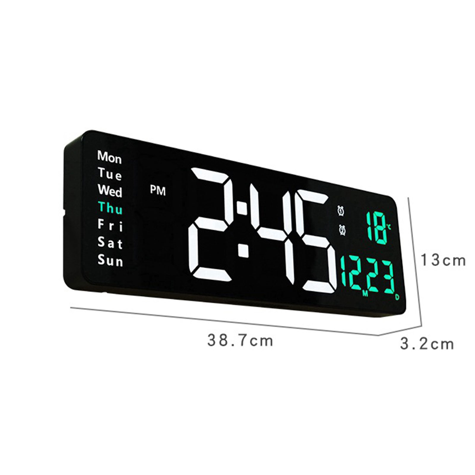 Soapow Large Digital Wall Clock, 16" LED Auto Brightness Dimmer Clock with Remote Control, Date Week Temperature for Living Room Decor
