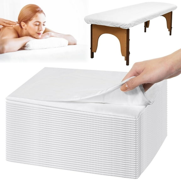 MODANU 20Pcs Disposable Massage Table Sheets Non-Woven Fabric Bed Covers for Ultimate Hygiene and Comfort in Massage Spa Treatments (31.5" x 71" , White)