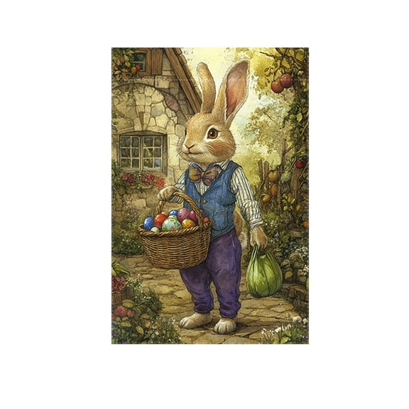 SLYNSHome Happy Easter Garden Flag for Outside, Easter Eggs Bunny Holiday Yard Outdoor Flag