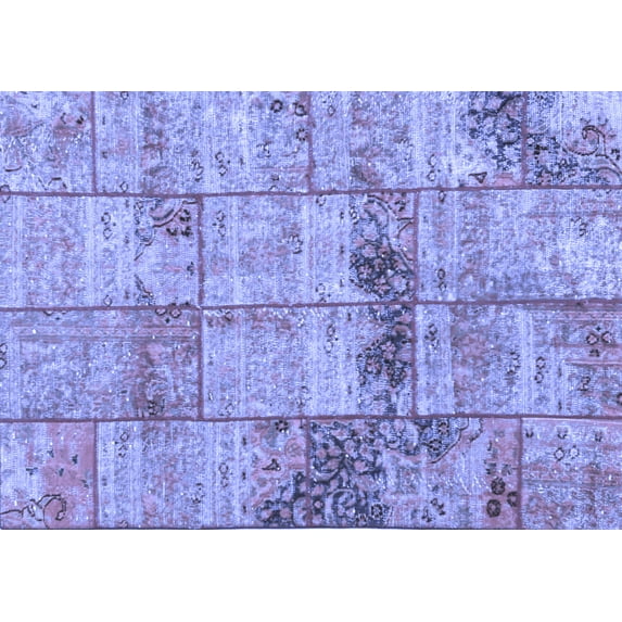 Ahgly Company Machine Washable Indoor Rectangle Patchwork Blue Transitional Area Rugs, 8' x 10'