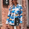 thumbnail image 2 of Camisa de corte informal para mujer, cuello vuelto, estampado con botones, manga larga, Top holgado, 2 of 8
