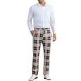 thumbnail image 2 of INSPIRE CHIC Men's Pants Plaid Elastic Waist Stretch Flat Front Dress Pants 30 Black Orange, 2 of 5