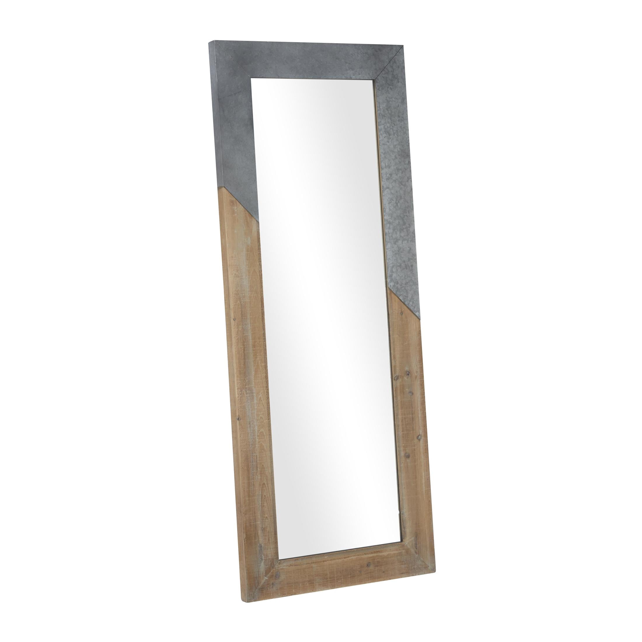 DecMode 28" x 71" Brown Diagonal Split Silver Metal Wall Mirror