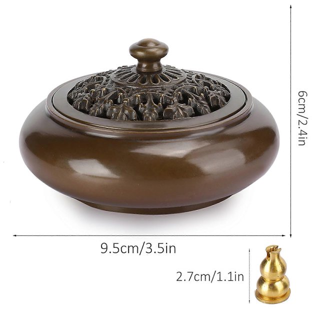 Household Copper Incense Burner Indoor Incense Burner Holders Craft Decoration (3.5 Inches)
