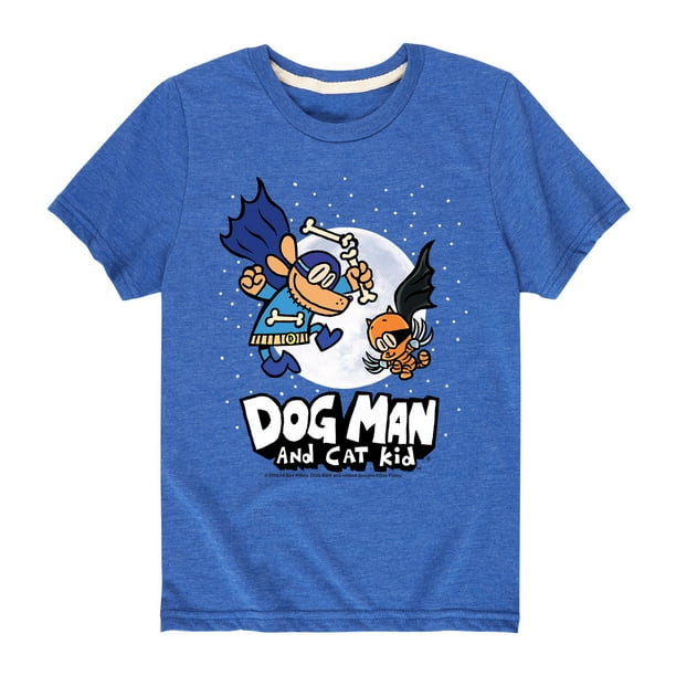 Dog Man Dog Man and Cat Kid with Moon Youth Short Sleeve Graphic T