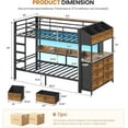 thumbnail image 6 of Twin Bunk Bed with 6 Storage Drawers & Storage Shelf, Twin over Twin Metal Loft Beds with Led Lights & Charging Station, L-Shaped Bunk Bed Frame with Side Bookcase, Safety Guardrail and Ladder, Black, 6 of 10