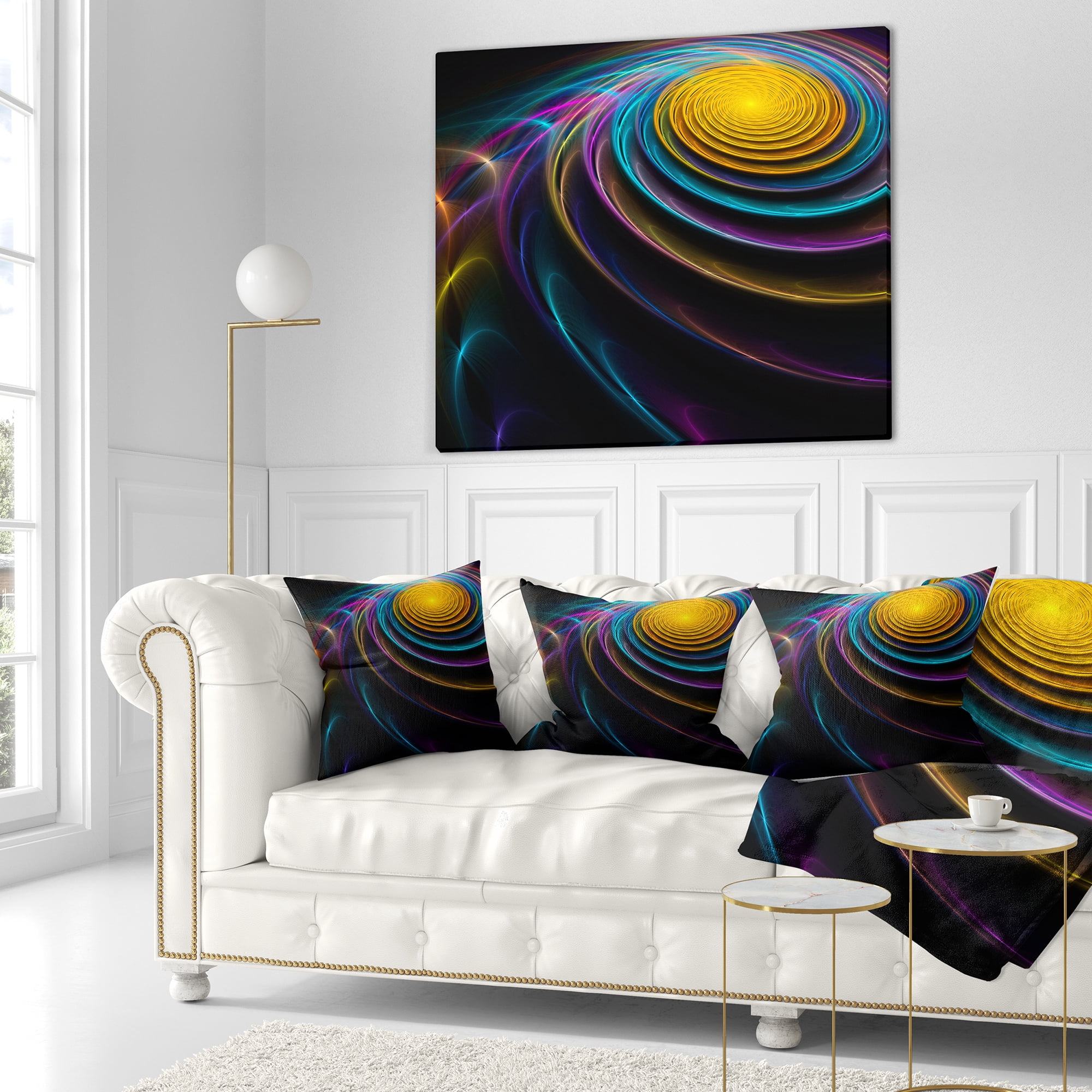 Designart Fractal 3D Colored Bulgy Circles - Abstract Throw Pillow - 18x18