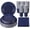 Navy Blue, variant on 200 Pcs Ivory Paper Plates Napkins and Cups Party Supplies, Disposable Dinnerware Sets for 50 Guests Party Plates Cups Napkins Utensils for Beary First Birthday Wedding Baby Shower Picnic