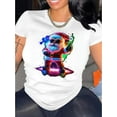 thumbnail image 1 of Camiseta De Verano Para Mujer, Elegante Camiseta Con Cuello Redondo Para Viajar, Acampar, Uso DiarioWomen's Festive Santa Claus Graphic T-Shirt - Vibrant Christmas Design, Casual Round Neck Short Sl, 1 of 7