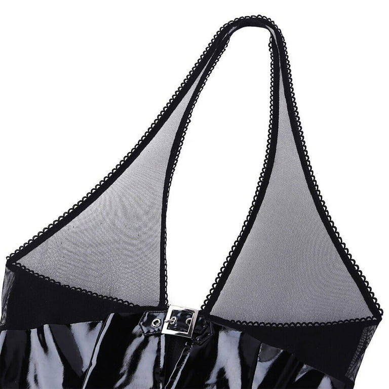 Totyc Womens Sexy PVC Leather Dress Latex Wet Look Bodycon Lingerie Dress  Clubwear - Walmart.com