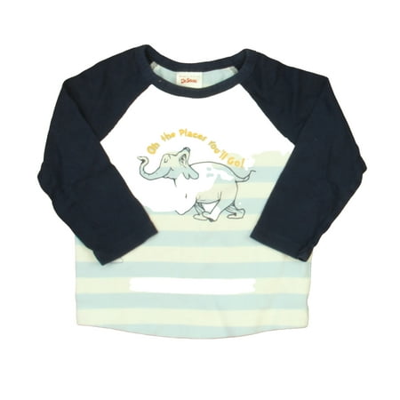 

Pre-owned Dr. Seuss for Hanna Andersson Boys Blue | White Elephant Long Sleeve T-Shirt size: 18-24 Months