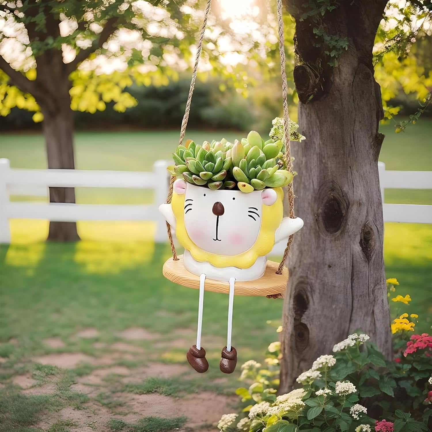 Hanging Planter Pot 1 Pc Resin Swinging Animal for Indoor Outdoor Succulent