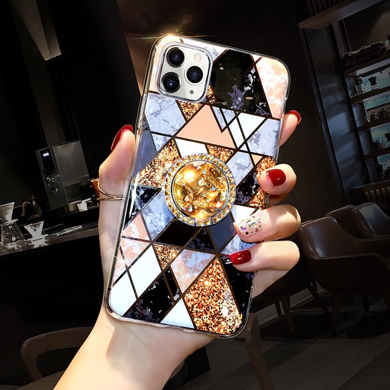 Apple Iphone 12 Pro Max Glitter Marble Bling Phone Case Gold Walmart Com