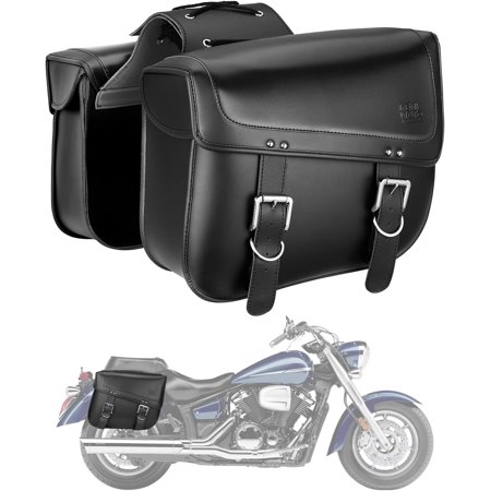 Kemimoto Motorcycle Saddlebags 30L Saddle Bags PU Leather Luggage Bag for Sportster Softail Dyna V-star Shadow Black