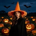 thumbnail image 6 of Halloween Witch Hat Costume, Black Pointed Wizard Hat With Gold Print Fringe Trim For Adults Kids Role Play Party Outfit, Gothic Halloween Dress Up Accessory For Hau*nted Hous Festival Events, 6 of 6