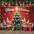 thumbnail image 3 of Colorful Ornaments Merry Christmas Banner Snowflake Pattern Christmas Display Red Background Golden Accents Xmas Backdrop for Christmas Party Home Decoration Family Reunion, 3 of 9