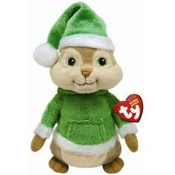 Ty Beanie Babies - THEODORE Green Outfit Holiday Hat Plush (Alvin & the Chipmunks) With Fun Chops