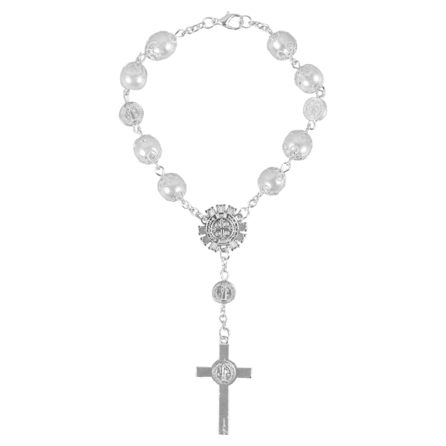 Pulsera de rosarios Pulsera de cuentas de oración Accesorio colgante para espejo retrovisor de coche