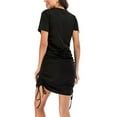 thumbnail image 2 of Vestido ajustado con cordón, manga corta, para fiesta de noche, con falda envolvente, para mujer y niña, talla XL (negro), 2 of 8