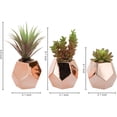 thumbnail image 5 of MyGift Artificial Succulents in Modern Rose Gold-Tone Geometric faceted Planters, Set of 3, 5 of 5