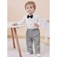 thumbnail image 3 of CARETOO Baby Boy Clothes Set 0-18M Formal Outfits Shirt Waistcoat Pants Bowtie Cotton Fabric 4pcs, 3 of 12