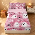 thumbnail image 2 of Homewish Cute Ghost Pumpkin Zipper Full Size Comforter Sets with Fitted Sheet and 2 Pillowcases for Girls, Halloween Spider Bow Zipper Bedding Set, Soft Pink, Pink Reversible, 2 of 7