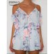 thumbnail image 5 of Mono de mujer de verano con volantes, sin tirantes, escote en V, escotado, sin tirantes, mono con estampado de flores, cintura elástica, mono de una pieza, 5 of 5