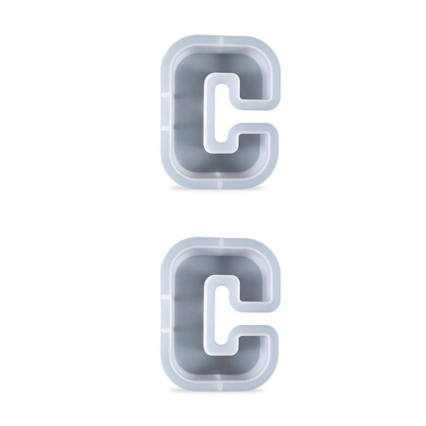 Inteprter Molde de resina de alfabetos de silicona, encimera antiadherente, bandejas de bricolaje, yeso epoxi, fundición de boda, molde resistente al C 2piezas Inteprter CBP184172