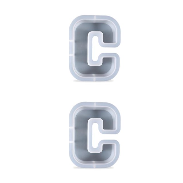 Inteprter Molde de resina de alfabetos de silicona, encimera antiadherente, bandejas de bricolaje, yeso epoxi, fundición de boda, molde resistente al C 2piezas Inteprter CBP184172