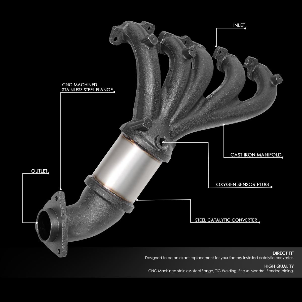 DNA Motoring OEM-CONV-YW-002 For 2004 to 2006 Chevy Colorado GMC Canyon 3.5L 5CYL Hummer H3 Isuzu I350 Factory Style Exhaust Catalytic Converter Manifold