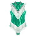thumbnail image 5 of Doomiva Women Cheerleading Latin Dance Leotard Bodysuit Outfit Shiny Metallic Jazz Ballroom Dress Green M, 5 of 7